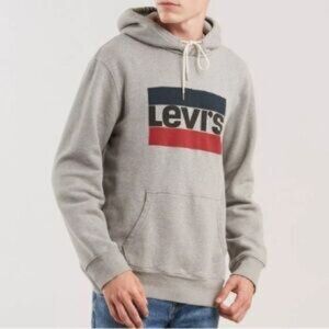 Levi's Retro Y2K Logo Heather Gray Sweatshirt Hoodie Size Small